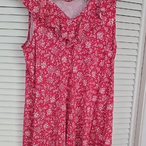Floral Sleeveless Dress - Red
